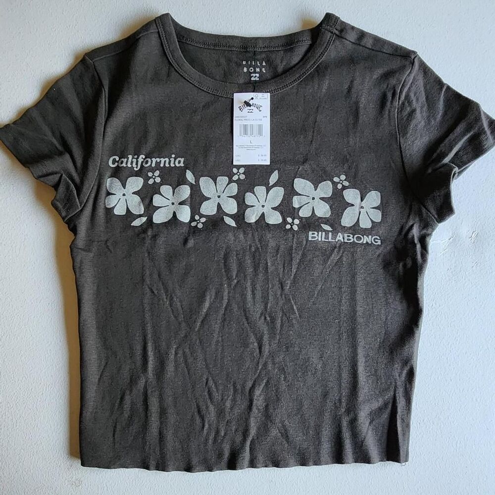 Billabong Women's Grey and Black Crop-top